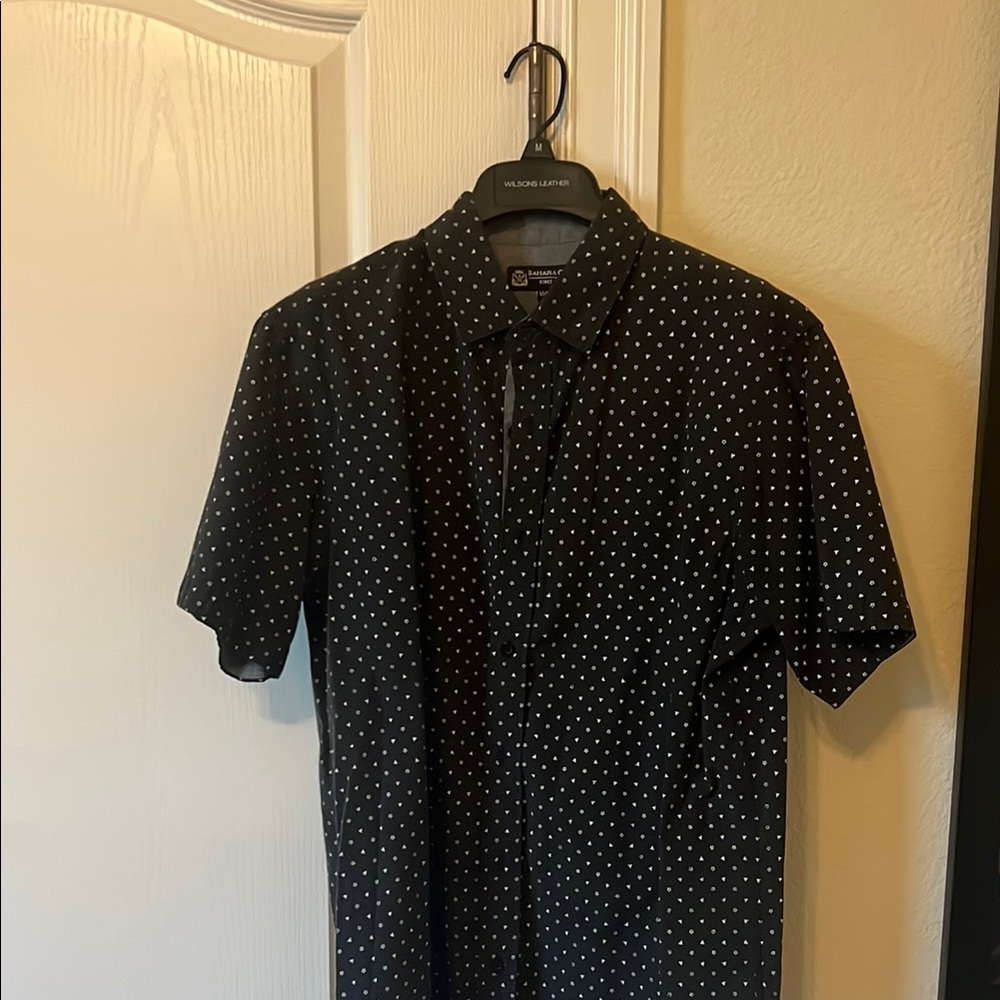 Black and White Casual Polka Dot Button Down Shirt